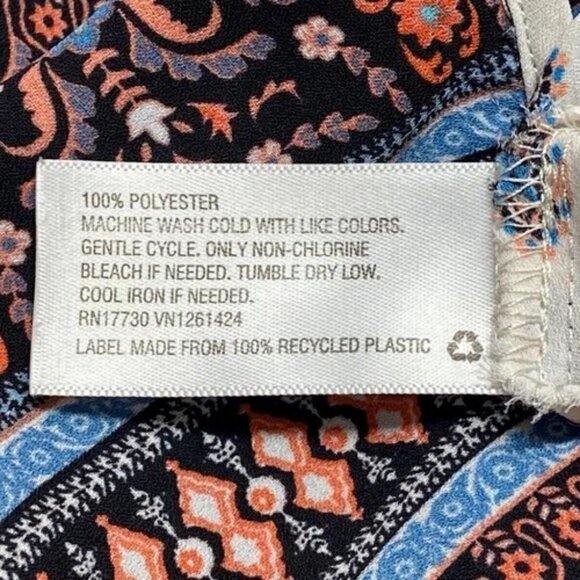 Xhilaration Wrap Front Blouse Women's XS Paisley Long Sleeve V-Neck Boho Top EUC - Picture 4 of 6